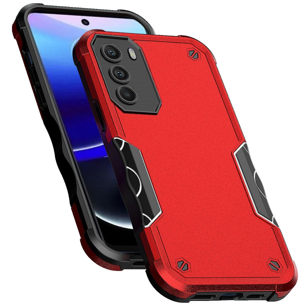 For Apple iPhone 14 Pro (6.1") Tough Shockproof Hybrid Heavy Duty Dual Layer TPU Bumper Rugged Rubber Defend Armor Red Phone Case Cover