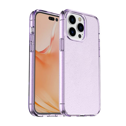 For Apple iPhone 14 Plus (6.7") Transparent Glitter Bling Sparkly Hybrid Hard PC Shell & Soft TPU Shock-Absorption Bumper Purple Phone Case Cover