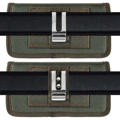 For Samsung Galaxy A02S Universal Horizontal Cell Phone Case Nylon Holster Carrying Pouch with Belt Clip and 2 Card Slots fit Large Devices 6.3" [Midnight Green]