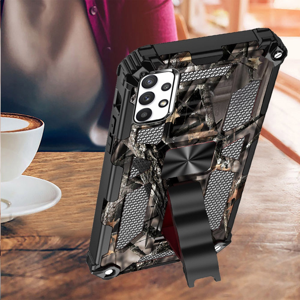 For Samsung Galaxy A33 5G Heavy Duty Hybrid Camouflage [Military Grade] Rugged Protective Fit Magnetic Car Mount Stand  Phone Case Cover