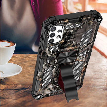 For Samsung Galaxy A33 5G Heavy Duty Hybrid Camouflage [Military Grade] Rugged Protective Fit Magnetic Car Mount Stand  Phone Case Cover