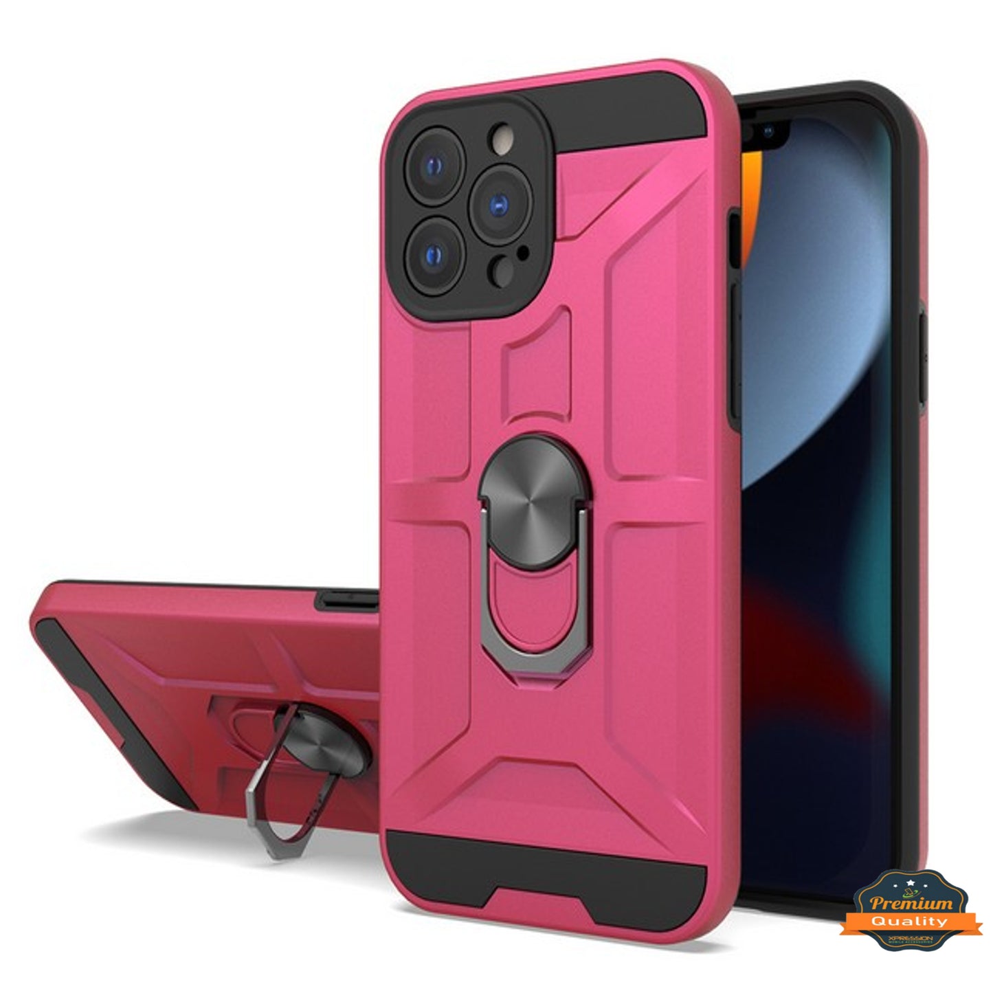 For Apple iPhone 14 /Pro Max Hybrid Ring Stand [360° Rotatable Ring Holder Magnetic Kickstand] Rubber Shockproof  Phone Case Cover