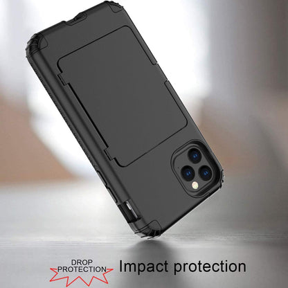 For Apple iPhone 12 /Pro Max Wallet Design with Credit Card Holder, Hidden Back Mirror Stand Heavy Duty Hybrid Shockproof  Phone Case Cover
