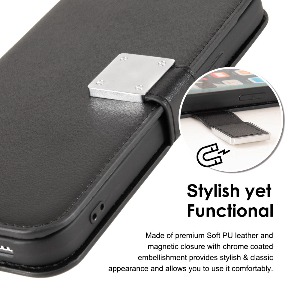 For Apple iPhone 14 /Plus Pro Max Leather Wallet Case with 6 Credit Card, Cash Slot Lanyard Dual Flip Pouch Pocket Stand  Phone Case Cover