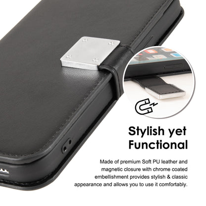 For Apple iPhone 14 /Plus Pro Max Leather Wallet Case with 6 Credit Card, Cash Slot Lanyard Dual Flip Pouch Pocket Stand  Phone Case Cover
