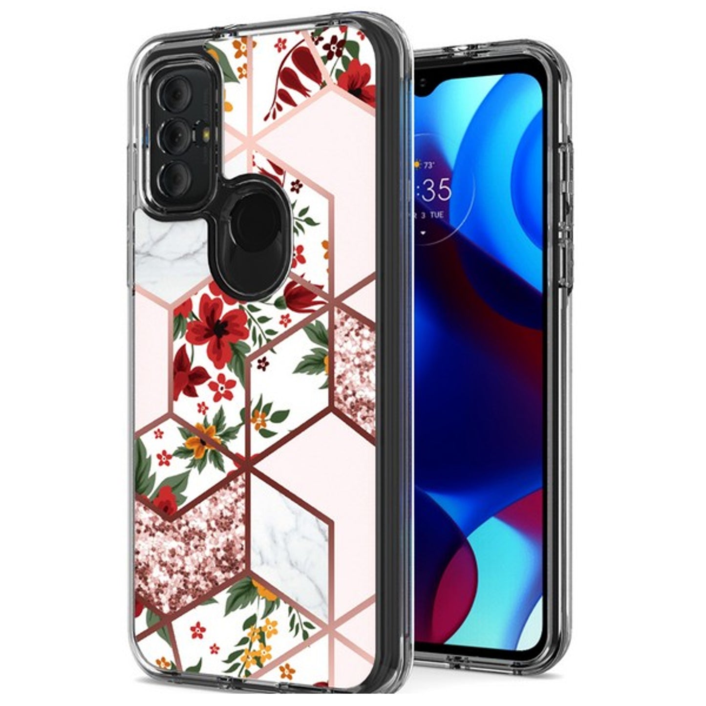 For AT&T Maestro 3 Stylish Hybrid Fashion Marble Trendy IMD Design Hard Back PC Shockproof TPU Protective  Phone Case Cover