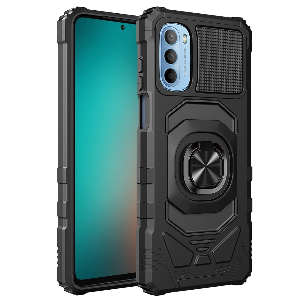 For Motorola Moto G 5G 2022 Magnetic Car Mount Metal Ring Holder Kickstand Heavy Duty Hybrid 2in1 Armor Defender  Phone Case Cover