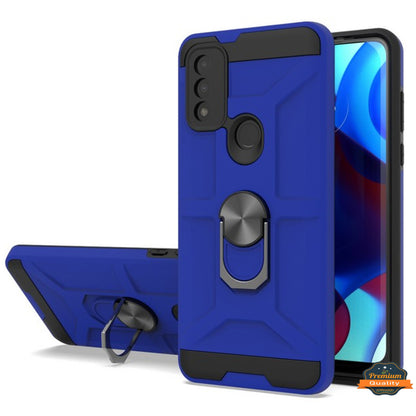 For Motorola Moto G Power 2022 Hybrid Ring Stand [360° Rotatable Ring Holder Magnetic Kickstand] Armor Shockproof Rubber TPU  Phone Case Cover
