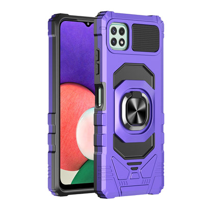 For Samsung Galaxy A22 5G Hybrid Dual Layer with Rotate Magnetic Ring Stand Holder Kickstand, Rugged Shockproof Anti-Scratch Protective  Phone Case Cover