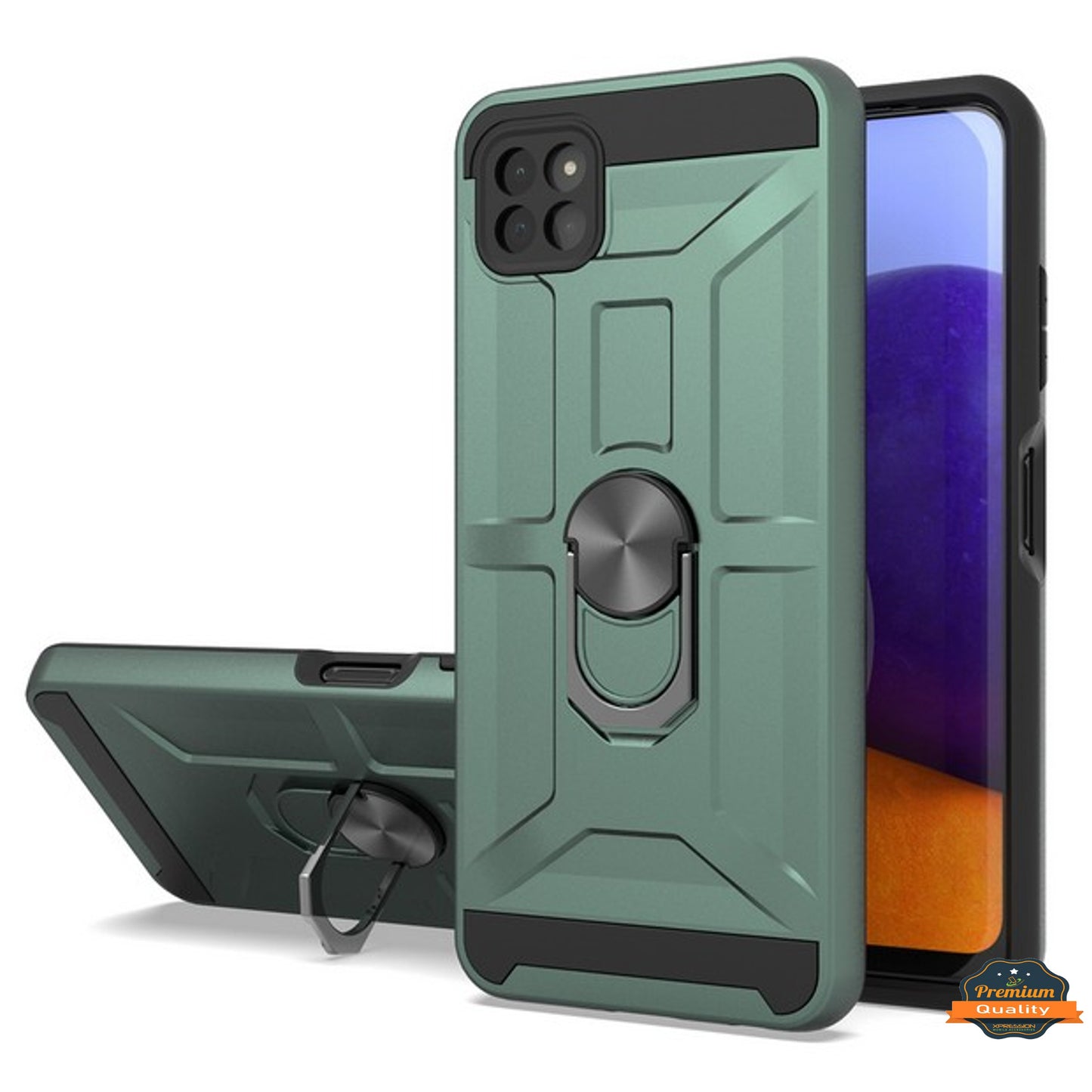 For Samsung Galaxy A03s (2022) Hybrid Ring Stand [360° Rotatable Ring Holder Magnetic Kickstand] Armor Shockproof Rubber TPU Hard  Phone Case Cover