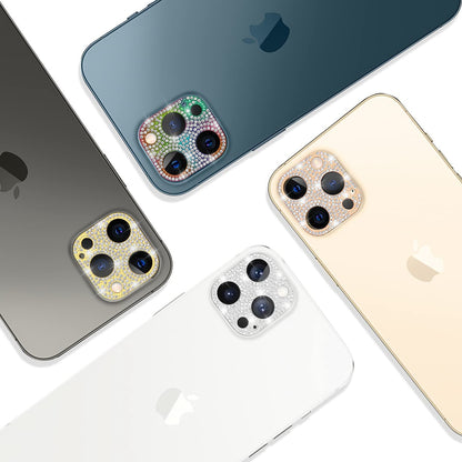For Apple iPhone 14 Pro (6.1") Camera Lens Zinc Alloy With Diamond Bling Glitter Lens Protective Camera Decoration Silver