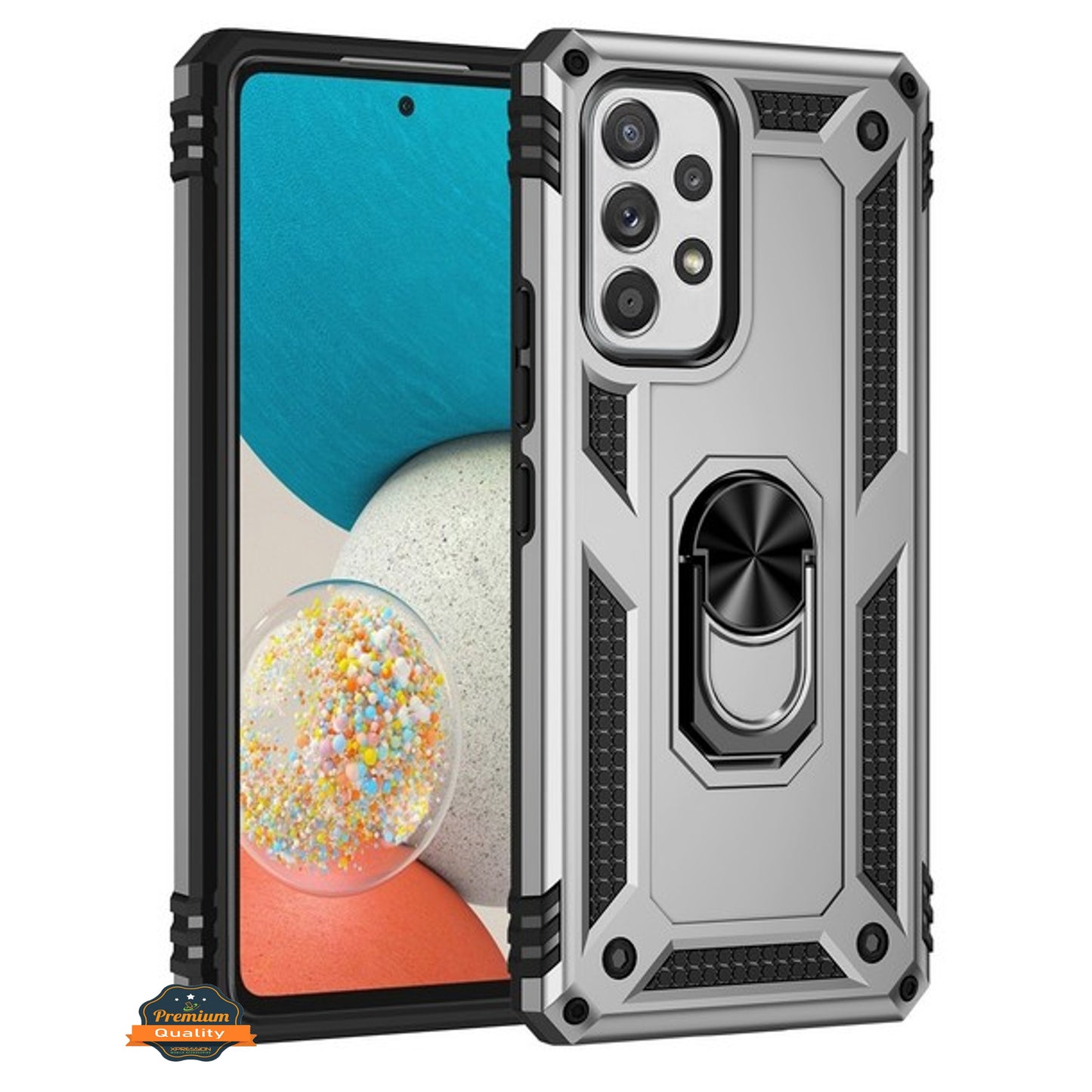 For Samsung Galaxy A53 5G Shockproof Hybrid Dual Layer PC + TPU with Ring Stand Metal Kickstand Heavy Duty Armor Shell  Phone Case Cover