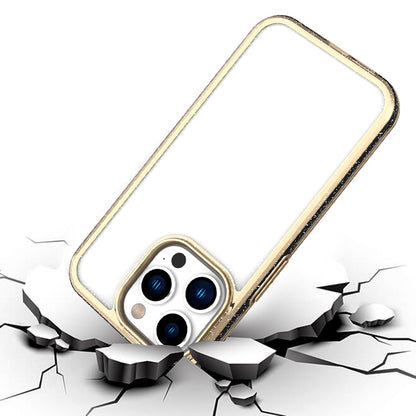 For Samsung Galaxy A53 5G Electroplated Gold Frame Glitter Bling Transparent Hybrid Hard PC + TPU Rubber Shockproof  Phone Case Cover