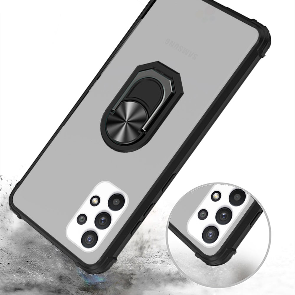 For Samsung Galaxy A53 5G Clear Silicone Shockproof Hybrid Protection Cover Transparent TPU with Magnetic Ring Kickstand  Phone Case Cover