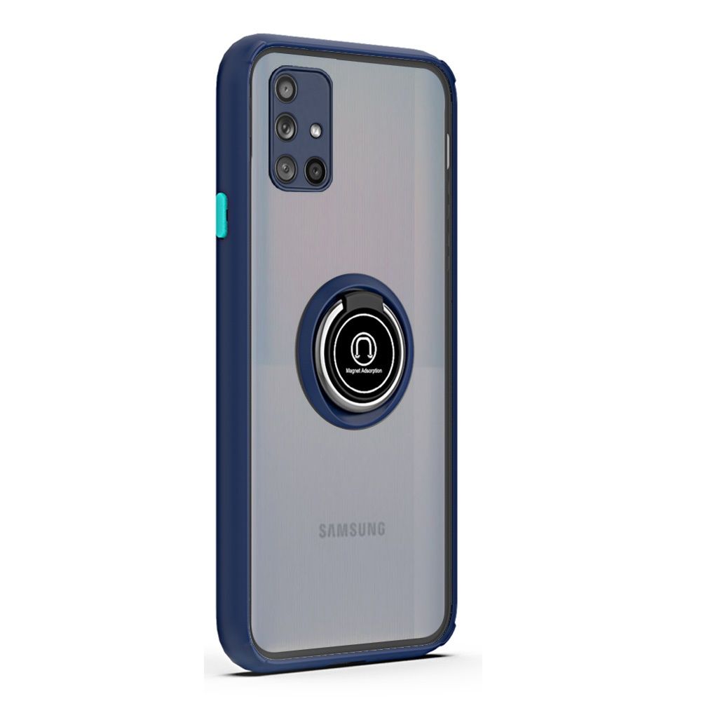 For Samsung Galaxy Note 8 Hybrid Protective PC TPU Shockproof with 360° Rotation Ring Magnetic Stand & Covered Camera Blue Phone Case Cover