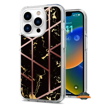 For Apple iPhone 14 Plus (6.7") Stylish Hybrid Fashion Marble Trendy Design Hard Back PC Shockproof TPU Protective  Phone Case Cover