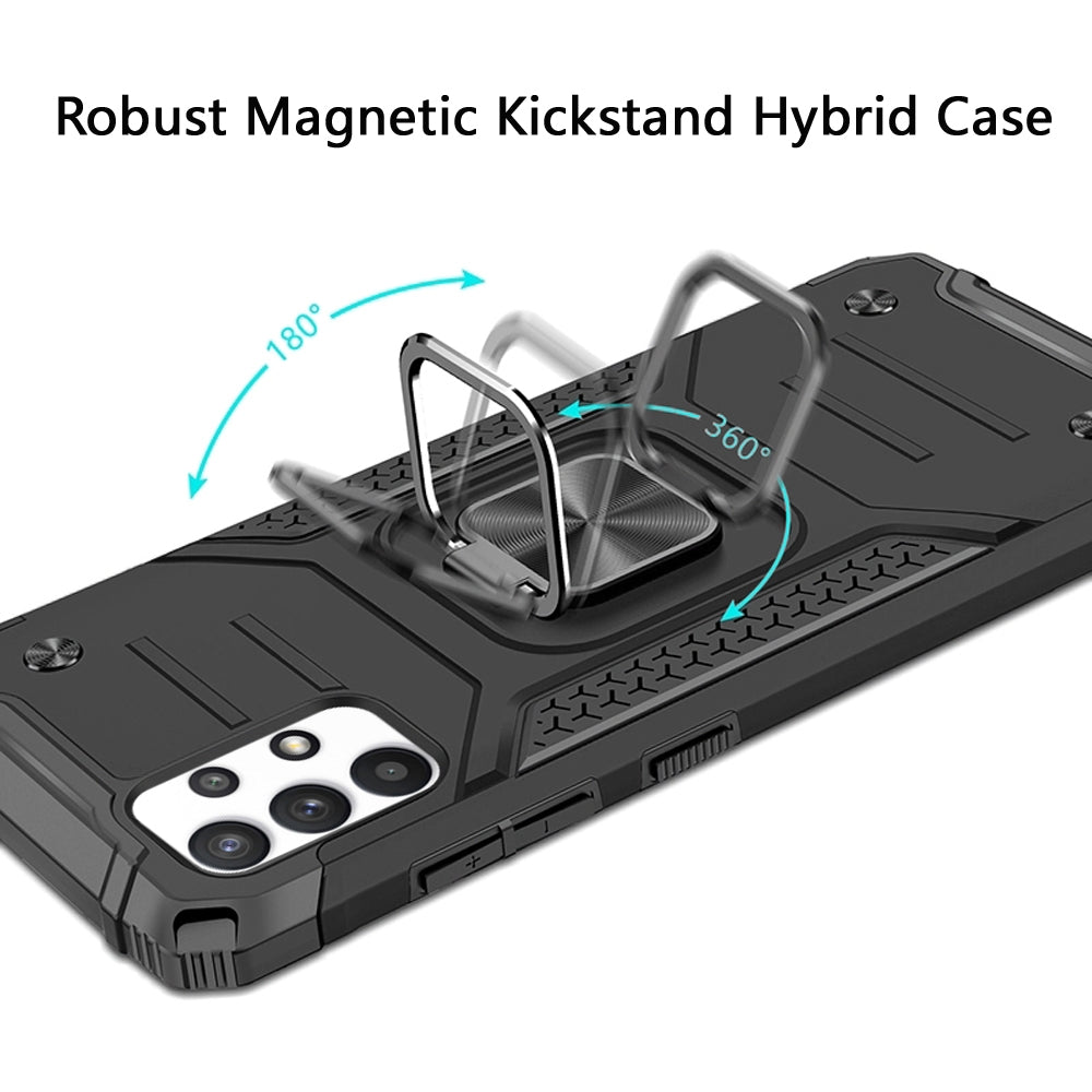 For Samsung Galaxy Note 20 Armor Hybrid with Ring Stand Holder Kickstand Shockproof Heavy-Duty Durable Rugged 2in1 Black Phone Case Cover