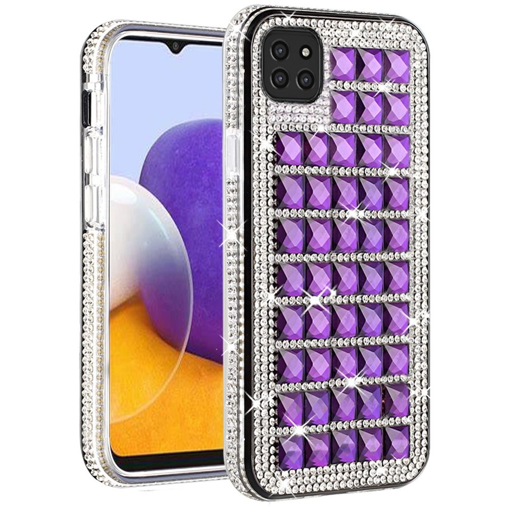 For Boost Mobile Celero 5G Fashion Luxury 3D Bling Diamonds Rhinestone Jeweled Shiny Crystal Hybrid TPU + PC Bumper Hard Black Phone Case Cover