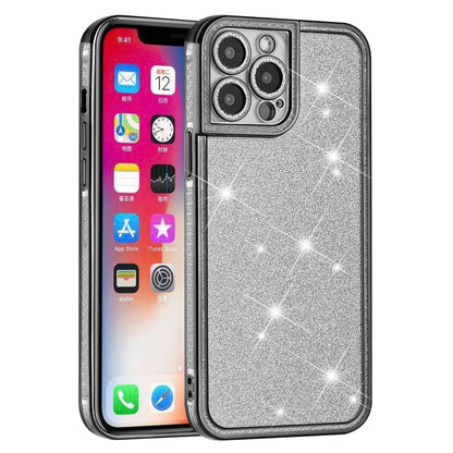 For Apple iPhone 11 (6.1") Luxury Chromed Edge Glitter Star Bling Thick TPU Shiny Bling Protective Frame  Phone Case Cover