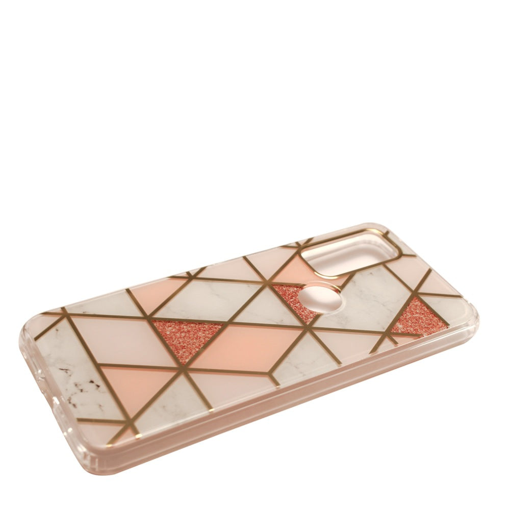 For Cricket Dream 5G Fashion IMD Design Plastic Hard Back Shock-Absorption PC with Rubber Soft TPU Bumper Protective Pink White Phone Case Cover