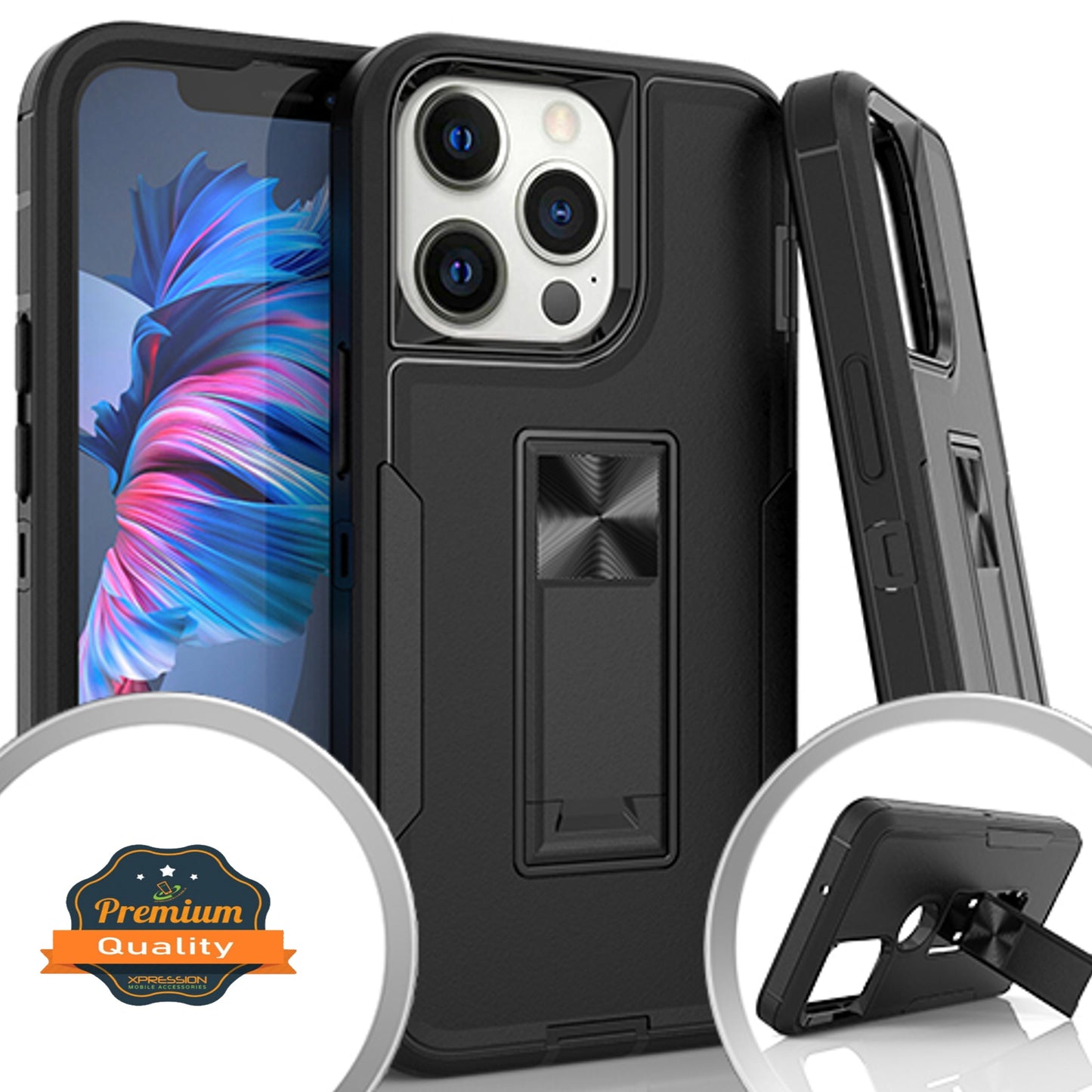 For Apple iPhone 13 /13 Mini/ 13 Pro/ 13 Pro Max Military Grade Full-Body Rugged with Kickstand Hybrid Heavy Duty Support Car Mount Holder  Phone Case Cover