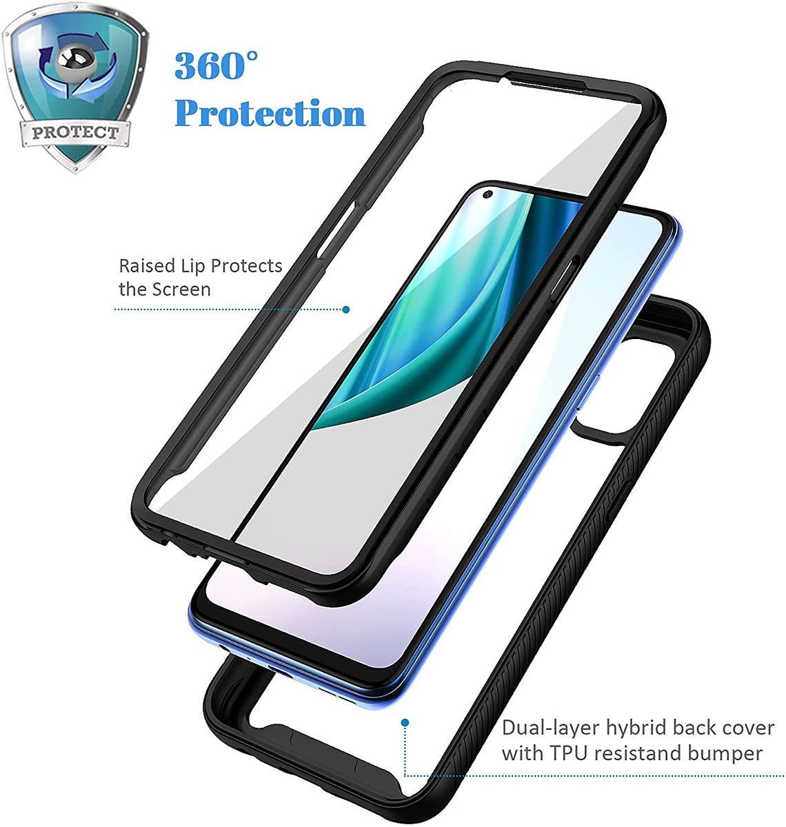 For Apple iPhone 14 Plus (6.7") Full Body Armor Hybrid Double Layer Hard PC + TPU Transparent Back Rugged Shockproof  Phone Case Cover