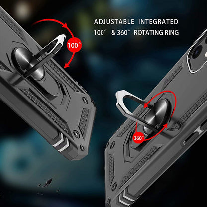 For Samsung Galaxy A03 Core Shockproof Hybrid Dual Layer PC + TPU with Ring Stand Metal Kickstand Heavy Duty Armor Shell  Phone Case Cover