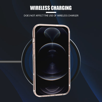 For Apple iPhone 14 Pro Max (6.7") Transparent Glitter Bling Sparkly Hybrid Hard PC Shell & Soft TPU Shock-Absorption Bumper Purple Phone Case Cover