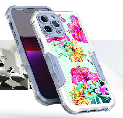 For Apple iPhone 14 Pro Max (6.7") Fashion Design Shockproof Hybrid Stylish Pattern Heavy Duty Rubber Armor  Phone Case Cover