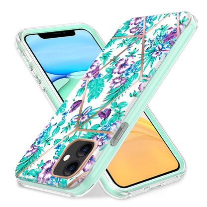 For Apple iPhone 14 Pro (6.1") Dual Layer Hybrid Shockproof Fashion Design IMD Electroplating 2in1 Hard Frame  Phone Case Cover