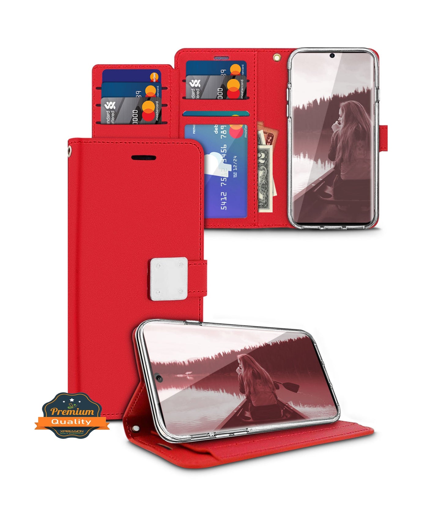 For TCL 30 /30 5G/30+ Plus luxurious PU leather Wallet 6 Card Slots folio with Wrist Strap & Kickstand Pouch Flip Shockproof  Phone Case Cover