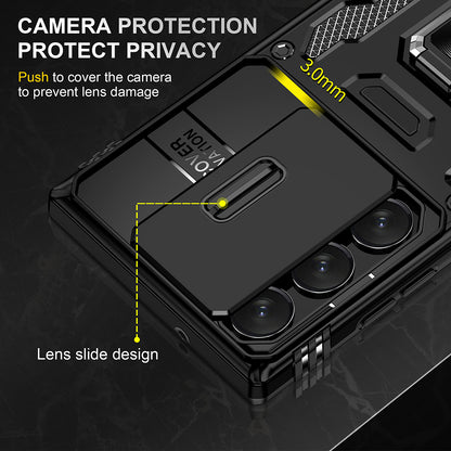 For Samsung Galaxy S23 /Plus /Ultra Hybrid Slide Camera Protection & Built-in 360° Rotate Ring Stand, Heavy Duty Military Grade  Phone Case Cover