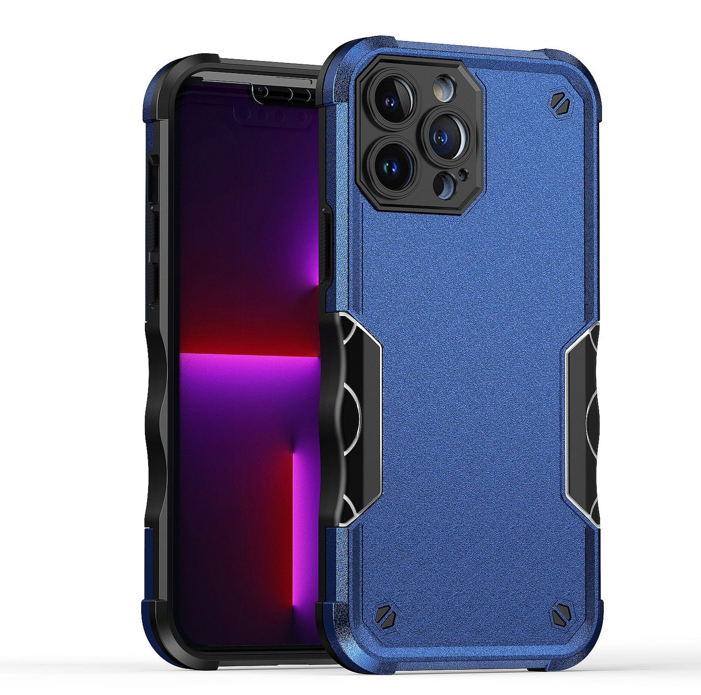 For Apple iPhone 14 Pro (6.1") Slim Tough Shockproof Hybrid Heavy Duty Dual Layer TPU Bumper Rugged Rubber Armor Blue Phone Case Cover
