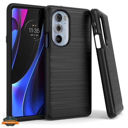 For Motorola Moto G 5G 2022 Armor Brushed Texture Rugged Carbon Fiber Hybrid Shockproof Dual Layers Hard PC + Soft TPU  Phone Case Cover