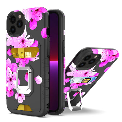 For Apple iPhone 14 Pro Max (6.7") Stylish Wallet with Credit Card Holder & Magnetic Stand Ring Heavy Duty Hybrid  Phone Case Cover