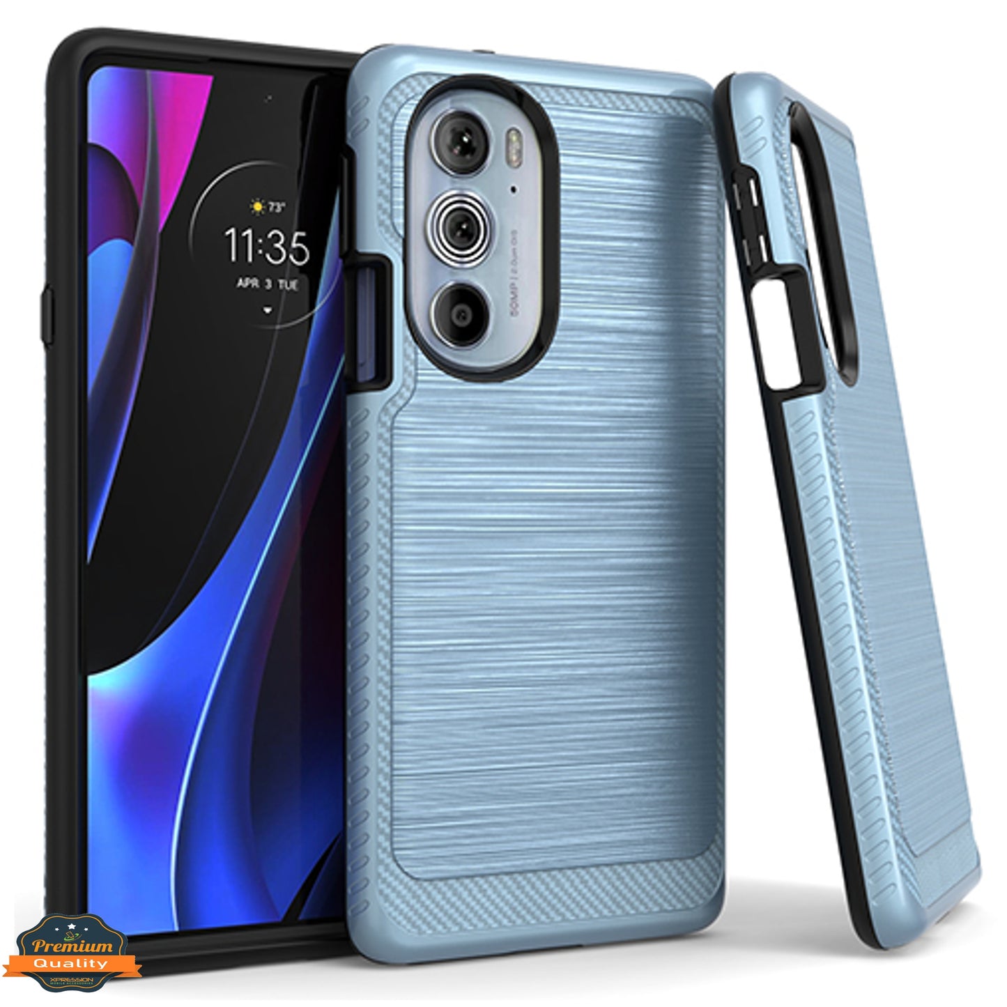 For Motorola Moto G 5G 2022 Armor Brushed Texture Rugged Carbon Fiber Hybrid Shockproof Dual Layers Hard PC + Soft TPU  Phone Case Cover