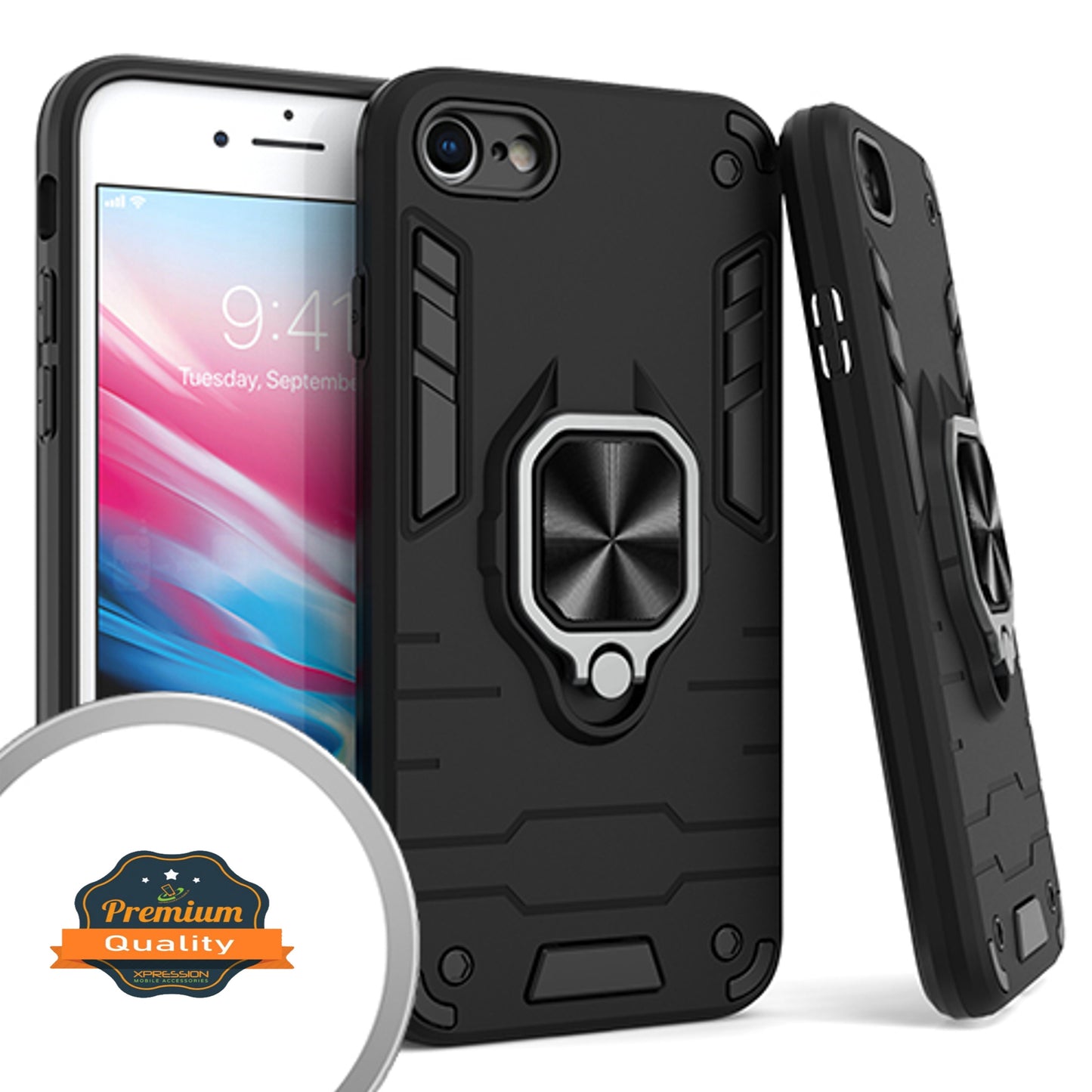 For Apple iPhone SE 3 (2022) /SE /8/7 Military Grade Protection Heavy Duty Shockproof with 360 Ring Kickstand Stand Holder  Phone Case Cover