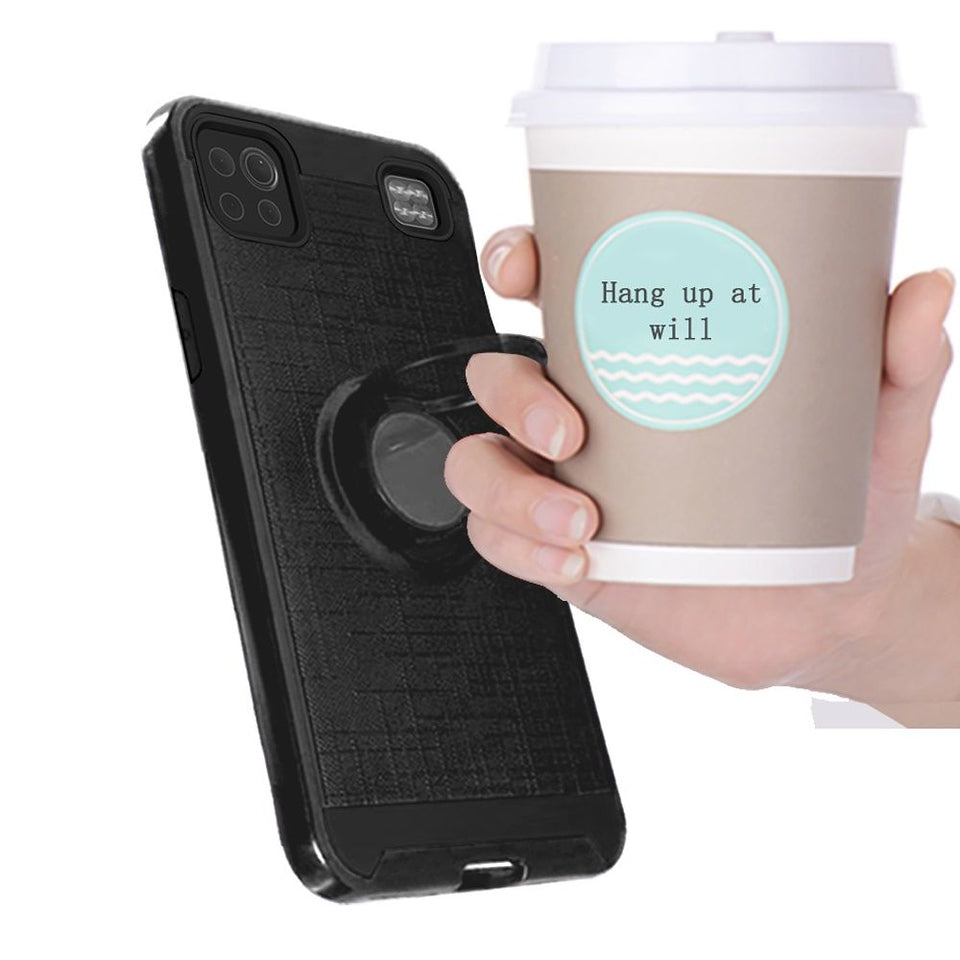 For Apple iPhone 13 Pro (6.1") Hybrid Ring Stand Brushed with 360 Rotating Ring Magnetic Bracket Dual Layer TPU Armor Texture Rugged  Phone Case Cover