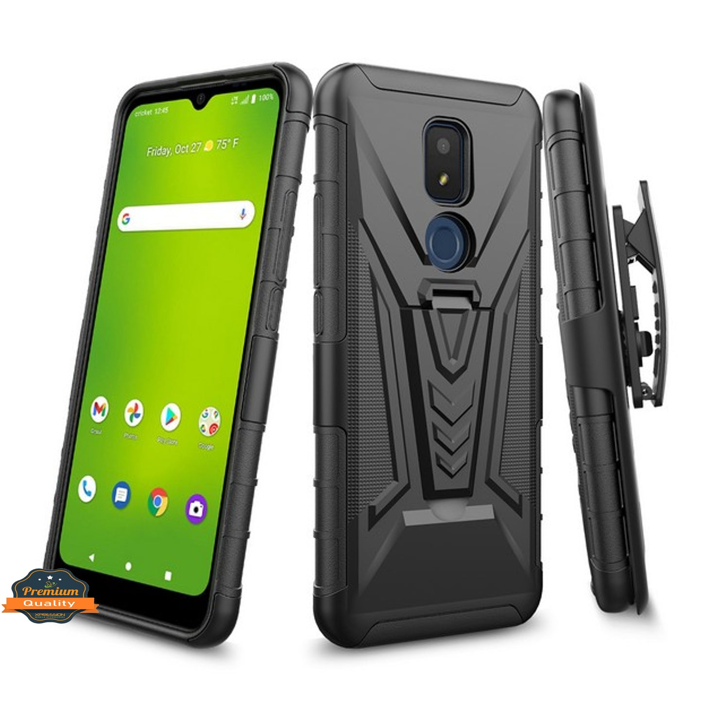 For AT&T Motivate 2 Hybrid Armor Kickstand with Swivel Belt Clip Holster Heavy Duty 3 in 1 Defender Shockproof Rugged  Phone Case Cover