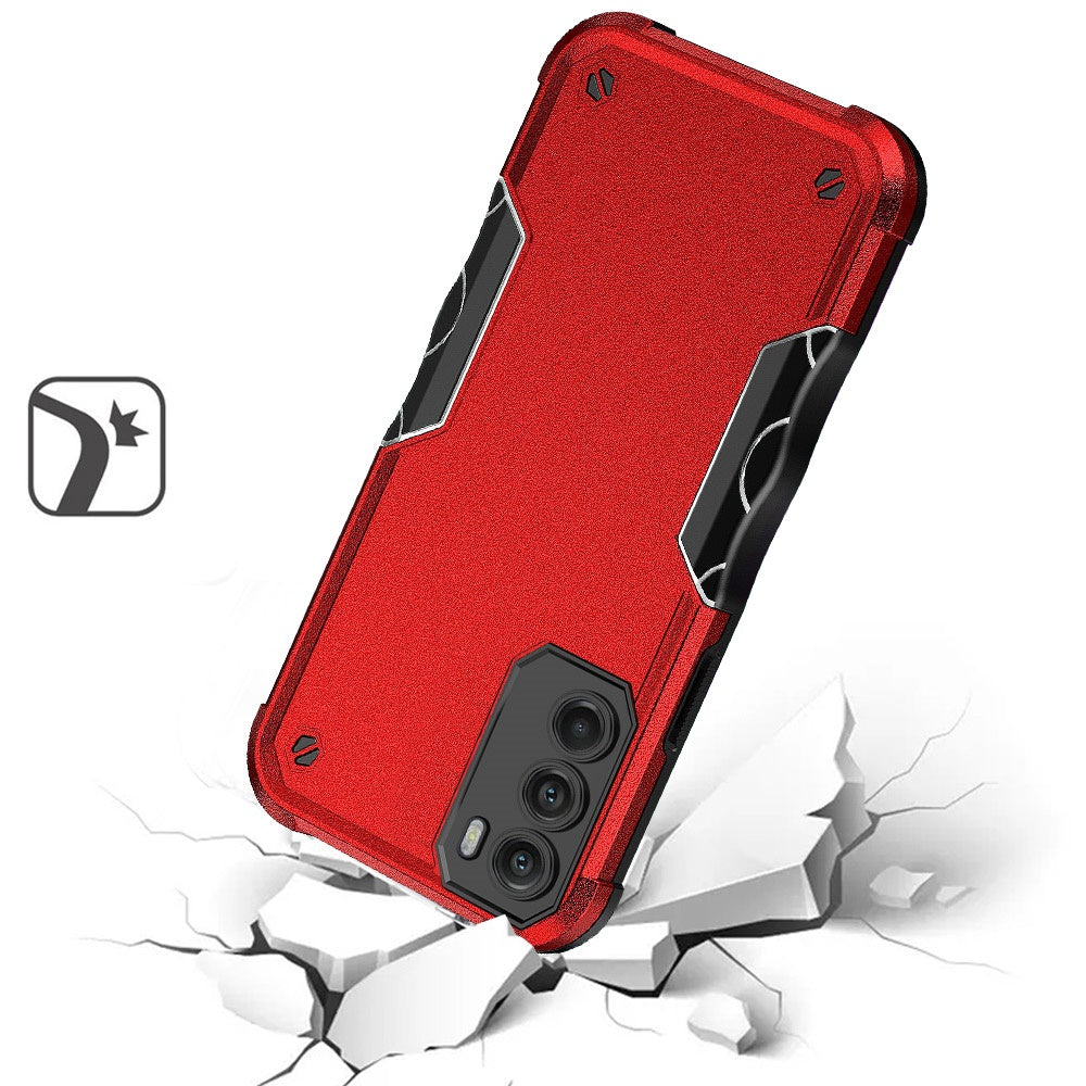 For Apple iPhone 14 Pro (6.1") Tough Shockproof Hybrid Heavy Duty Dual Layer TPU Bumper Rugged Rubber Defend Armor Red Phone Case Cover