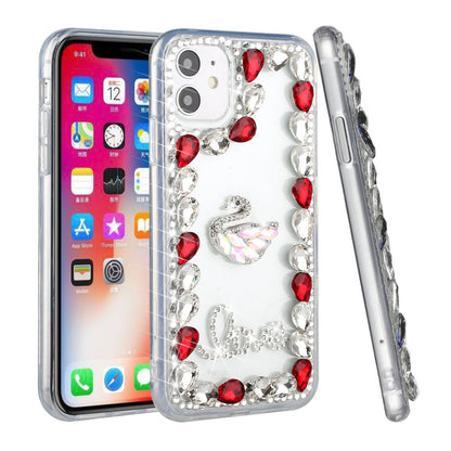 For Apple iPhone XR Bling Clear Crystal 3D Full Diamonds Luxury Sparkle Transparent Rhinestone Hybrid Bumper  Phone Case Cover