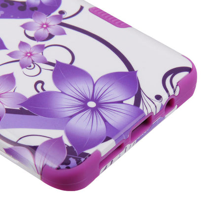 For Samsung Galaxy S10 5G (6.7") Hybrid Three Layer Hard PC Shockproof Heavy Duty TPU Rubber Anti-Drop Purple Hibiscus Phone Case Cover