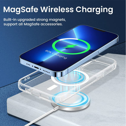 For Apple iPhone 14 Plus (6.7") Magnetic Case Compatible with Magsafe Wireless Charger & Card Wallet Transparent Clear Phone Case Cover