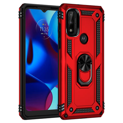 For Motorola Moto G Power 2022 Military Grade Heavy Duty Armor Protection Hybrid with Rotating Metal Ring Kickstand Finger Loop Stand  Phone Case Cover