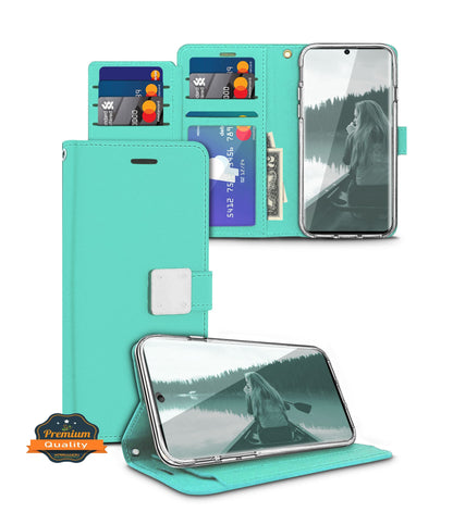 For TCL 30 /30 5G/30+ Plus luxurious PU leather Wallet 6 Card Slots folio with Wrist Strap & Kickstand Pouch Flip Shockproof  Phone Case Cover