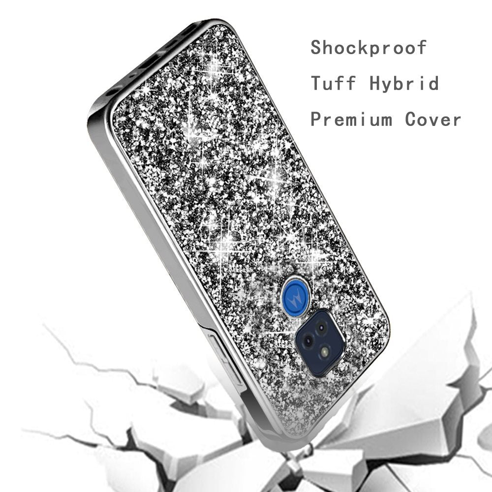 For Apple iPhone 13 Mini (5.4") Bling Rhinestone Diamond Shiny Glitter Hybrid Bumper Dual Layer Rugged Shell Hard PC TPU Rubber  Phone Case Cover