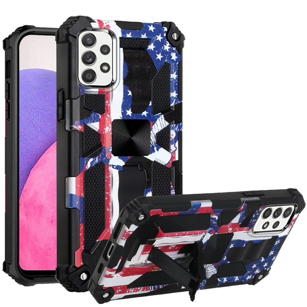 For Samsung Galaxy A33 5G Heavy Duty Hybrid Camouflage [Military Grade] Rugged Protective Fit Magnetic Car Mount Stand  Phone Case Cover