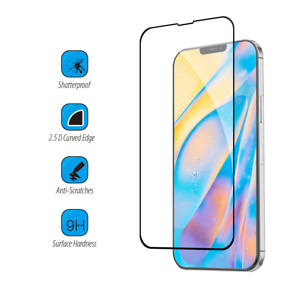 For Apple iPhone 13 (6.1") Full-Coverage Tempered Glass Screen Protector [2.5D Round Edge] Tempered Glass Film 0.3mm Full Cover Clear Black Screen Protector