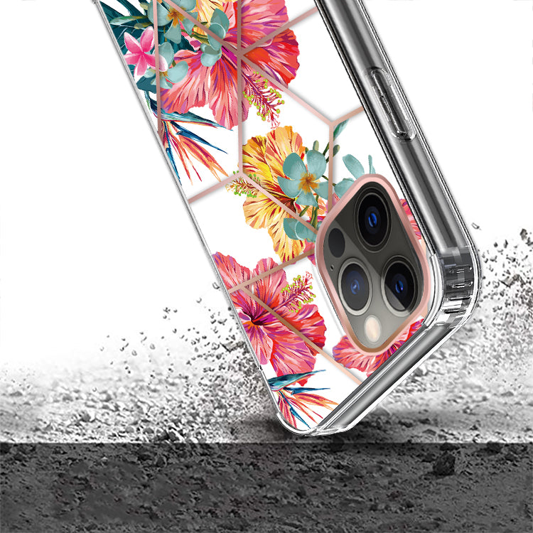 For Apple iPhone 14 Pro Max (6.7") Fashion Art Floral Design Beautiful Flower Pattern Hybrid Protective Hard  Phone Case Cover