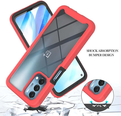 For Samsung Galaxy A23 5G Full Body Armor Slim Hybrid Double Layer Hard PC + TPU Transparent Back Rugged Shockproof Clear / Pink Phone Case Cover
